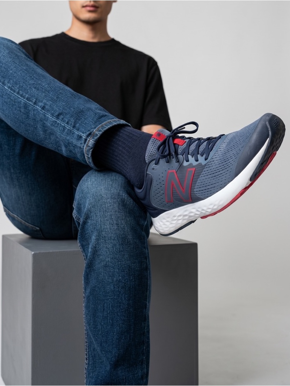 New Balance Men's Athletic Shoes - Gray with Red Accents